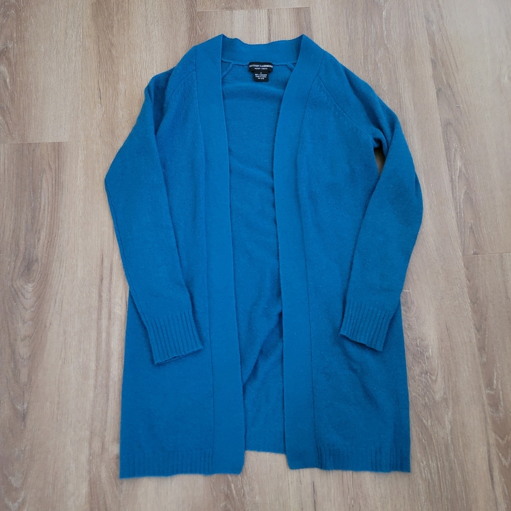 Sutton Cashmere S Blue Long Cardigan Sweater